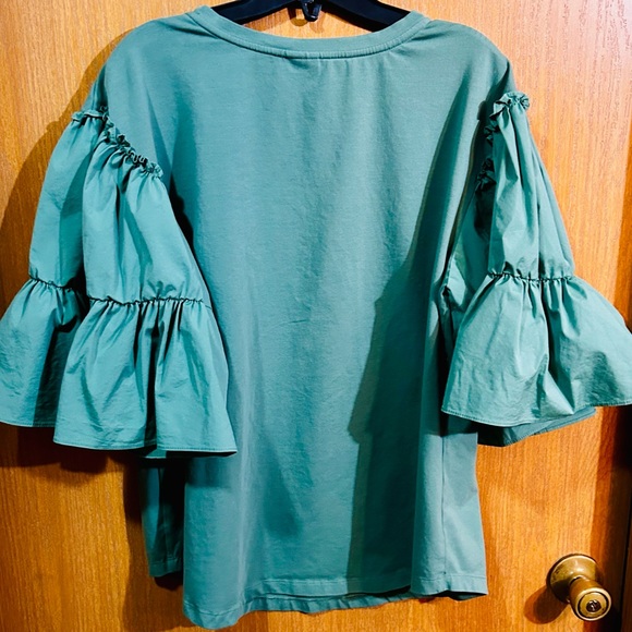 Chico's Green Ruffle Sleeve Top - Picture 6 of 6